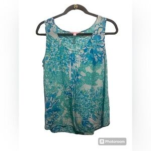 Lilly Pulitzer Blue and Green Floral Top